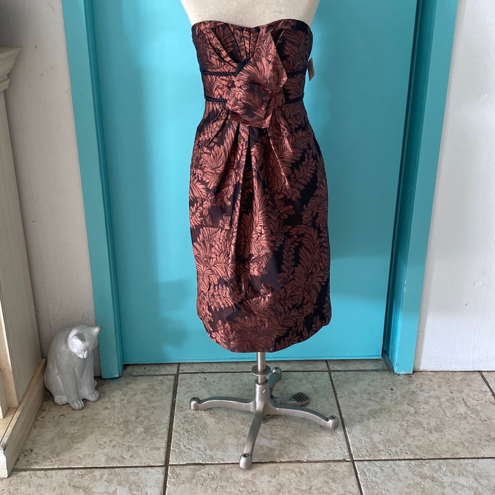 Kay Unger Black and Pink Strapless Dress